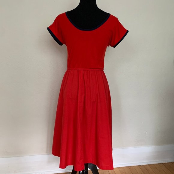 Vintage 80s day dress sz S/M - Picture 4 of 5